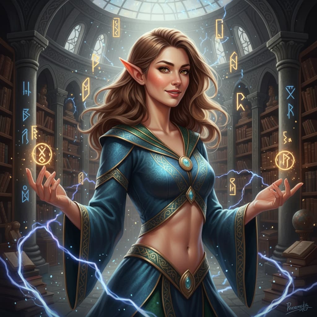 athletic white woman elven mage 40541419