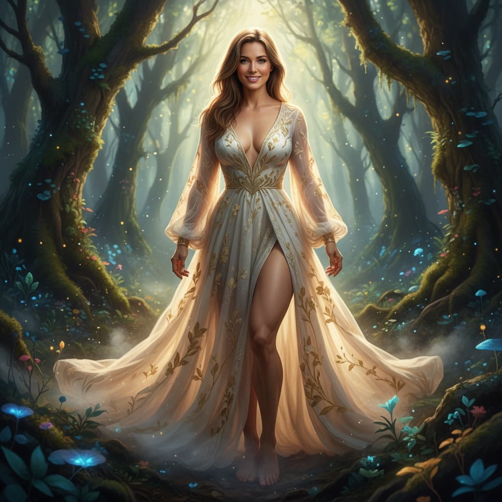 athletic white woman fantasy forest setting 21353335
