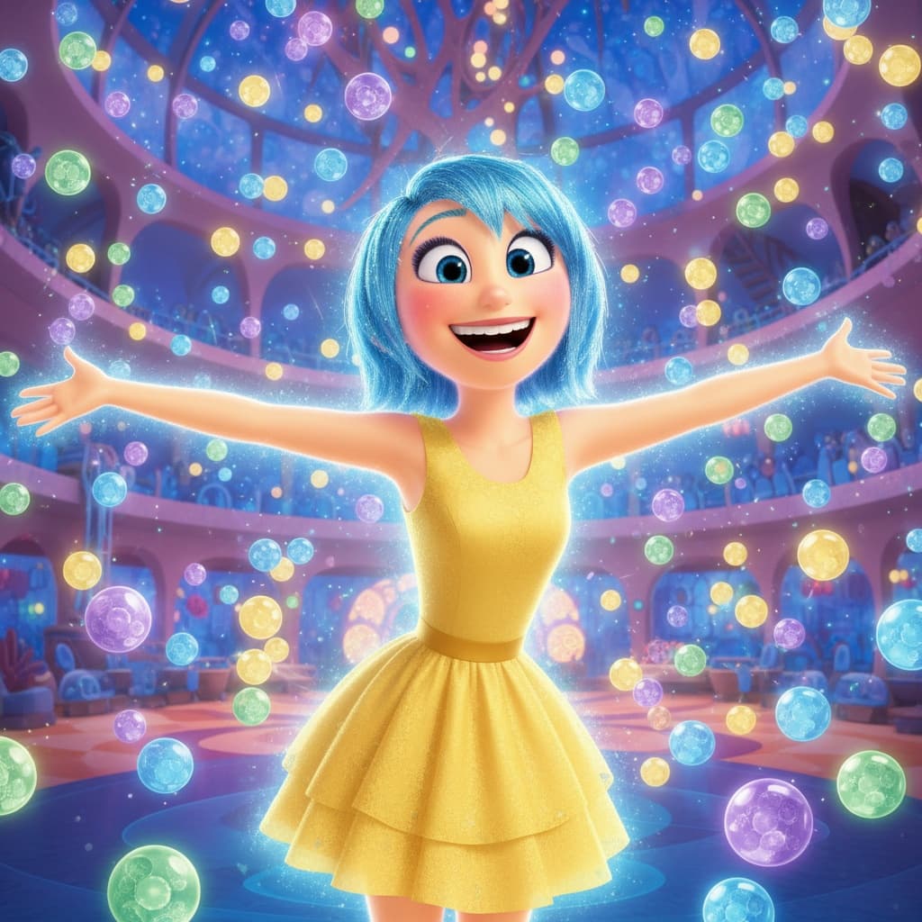 athletic white woman inside out joy character 97653418