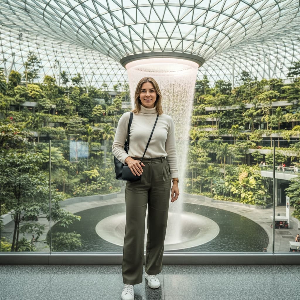 athletic white woman jewel changi waterfall 18938940