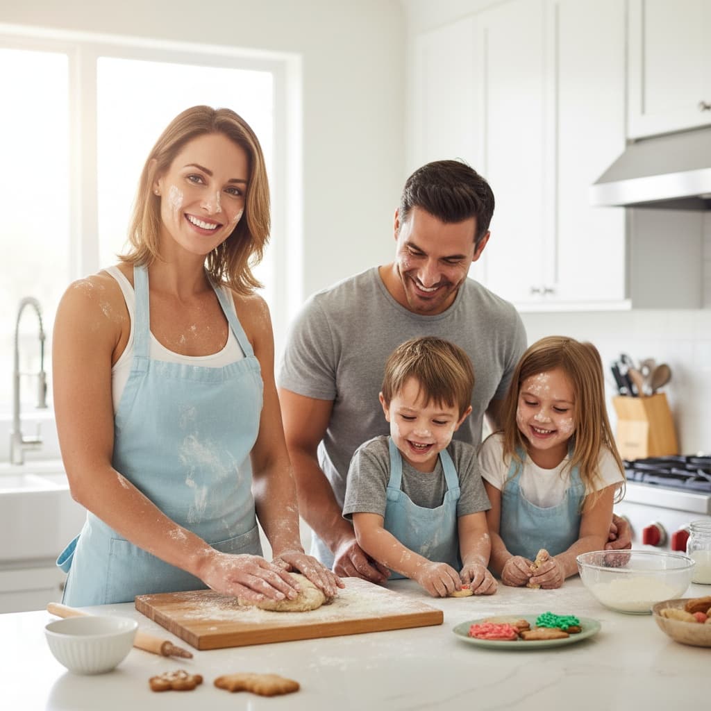 athletic white woman kitchen baking together 39739844