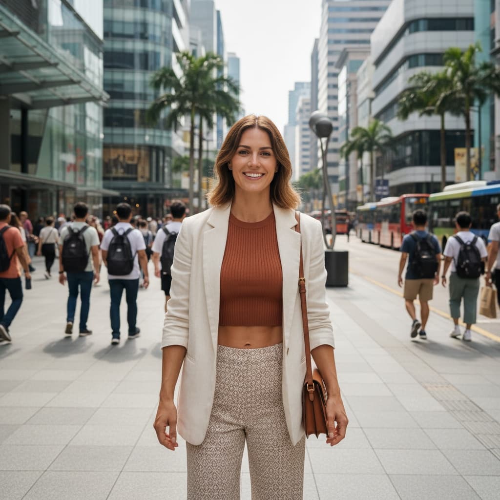 athletic white woman orchard road shopping 98992353