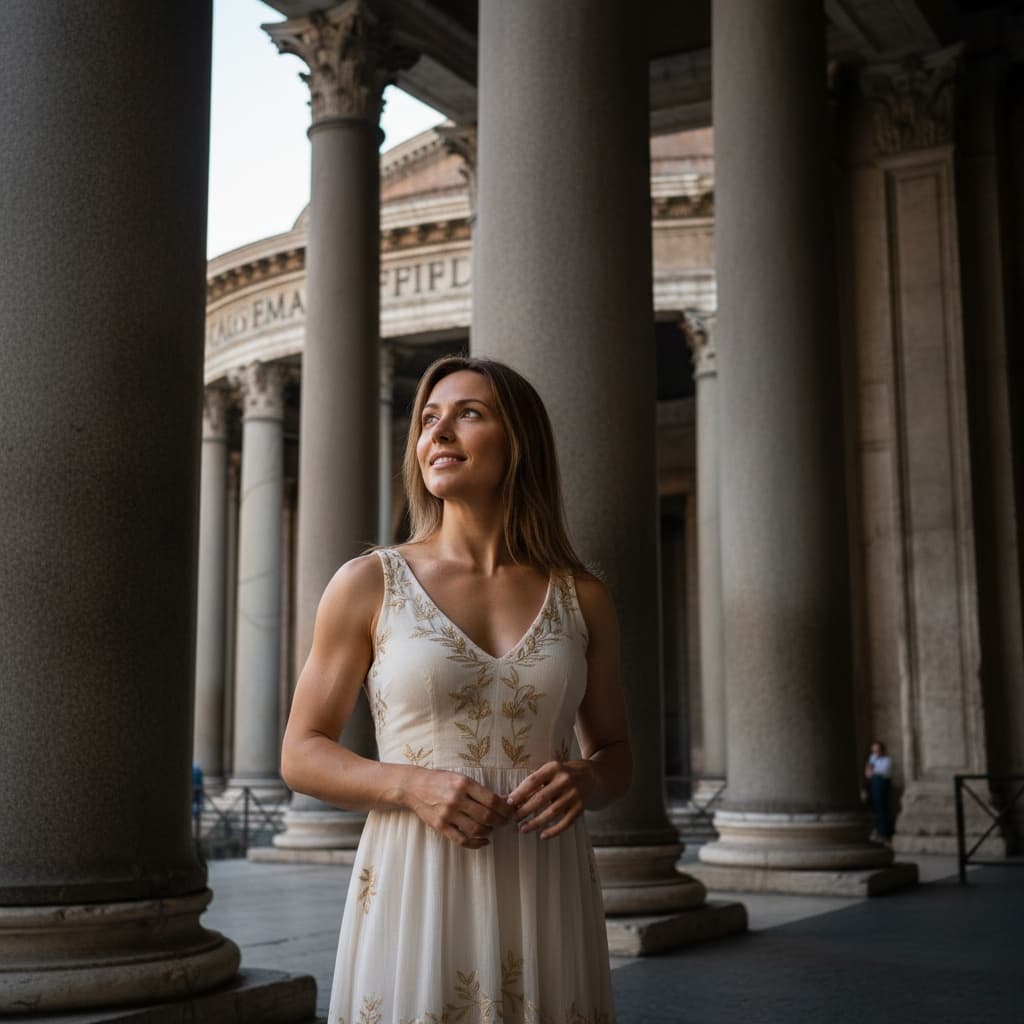 athletic white woman pantheon entrance shot 36963805