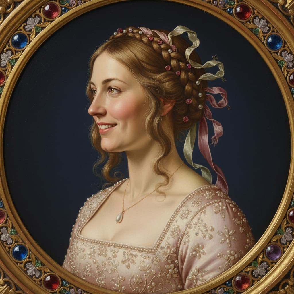 athletic white woman profile view medallion 66150131