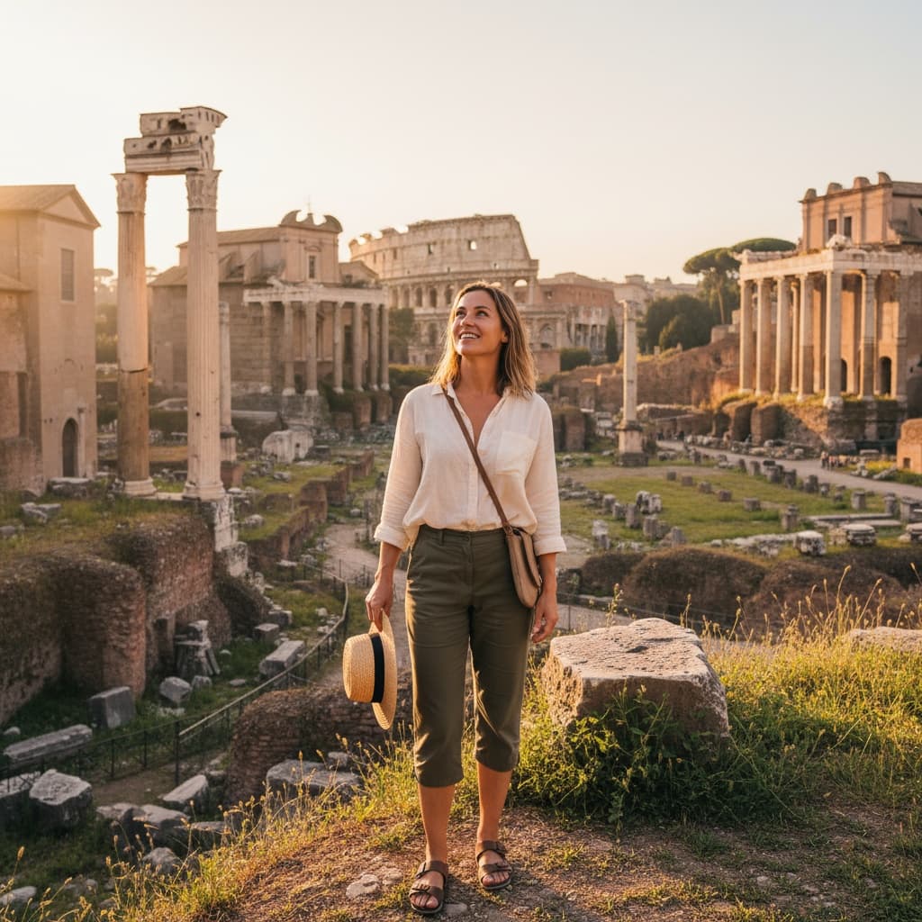 athletic white woman roman forum ruins 35862775