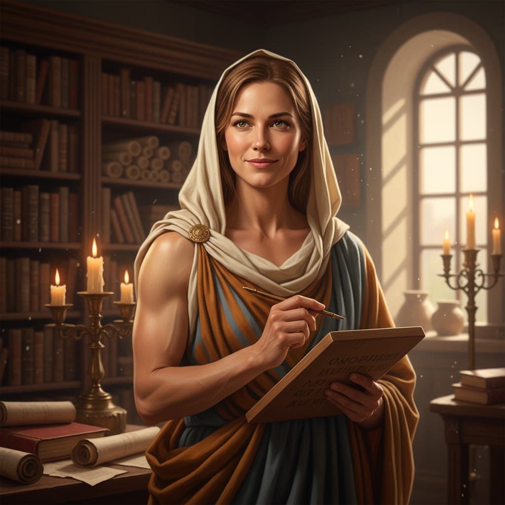athletic white woman roman scholar library 32330472