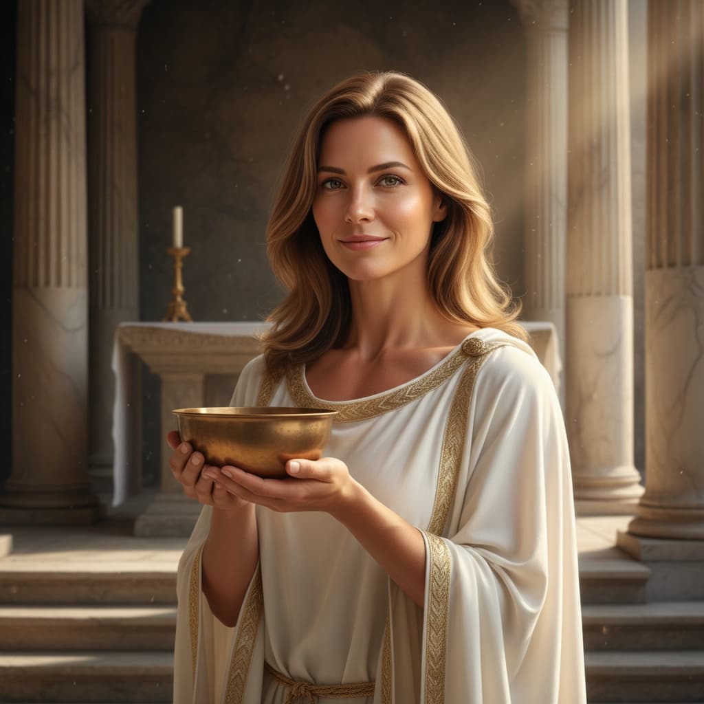 athletic white woman roman temple priest 50644270