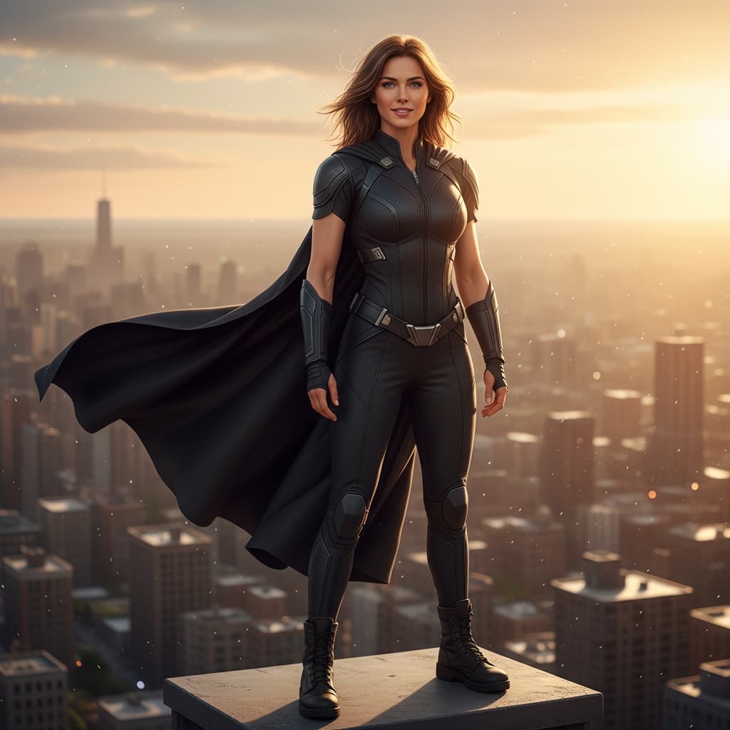 athletic white woman rooftop city guardian 14608759