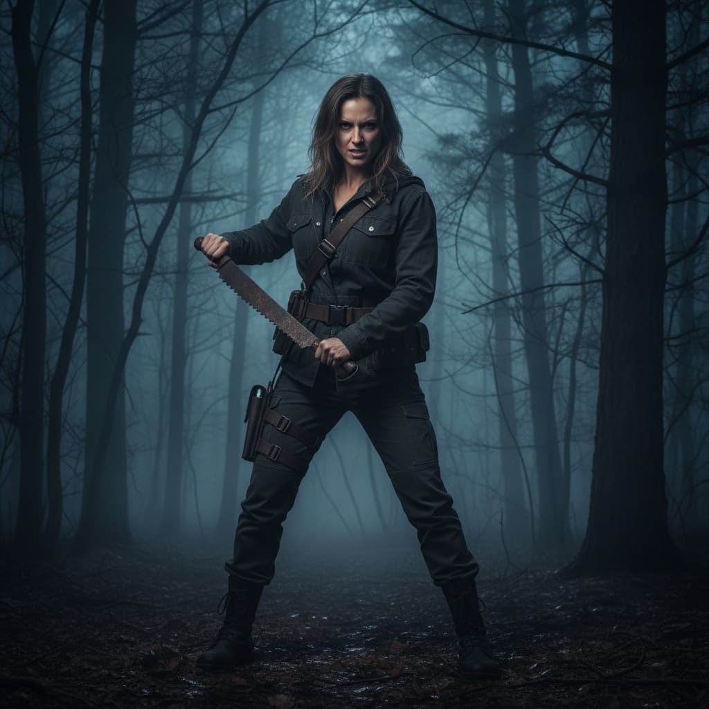 athletic white woman slasher villain woods 18317603