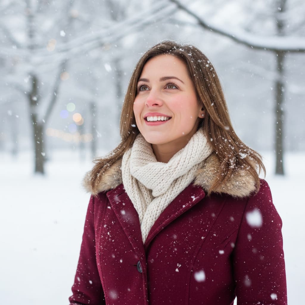 athletic white woman snowy outdoor portrait 75112327