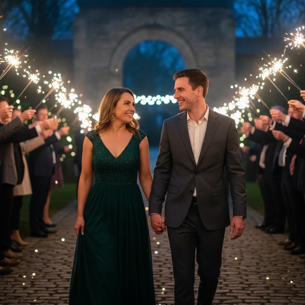 athletic white woman sparkler send off 79162485