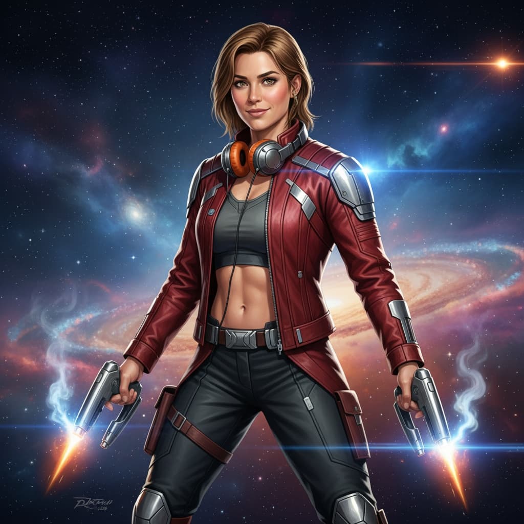 athletic white woman star lord guardians leader 98054037