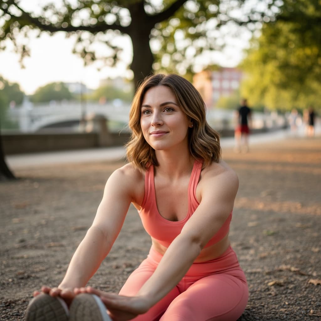 athletic white woman stretching warm up pose 48103992