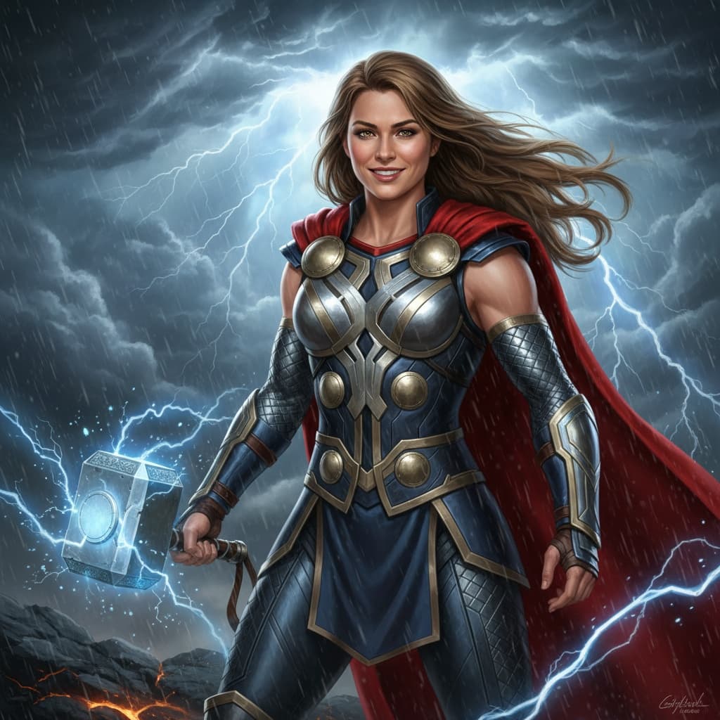 athletic white woman thor god of thunder 87096075