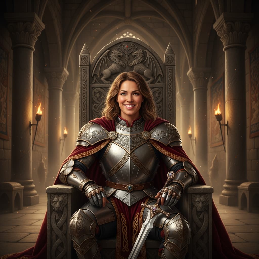 athletic white woman throne room seated 67185167