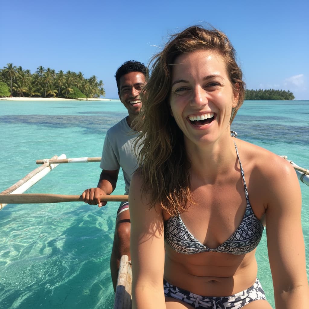 athletic white woman traditional boat cruise 46010996