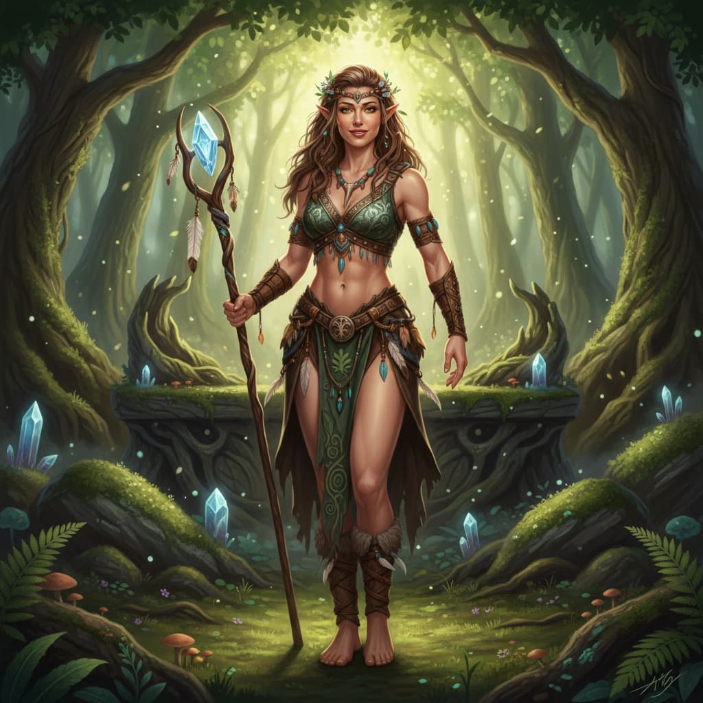 athletic white woman tribal wood elf 85118077