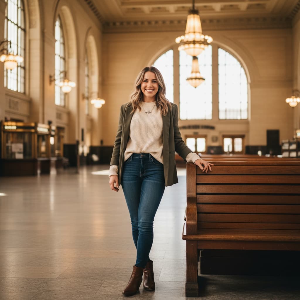 athletic white woman union station architecture 31885244