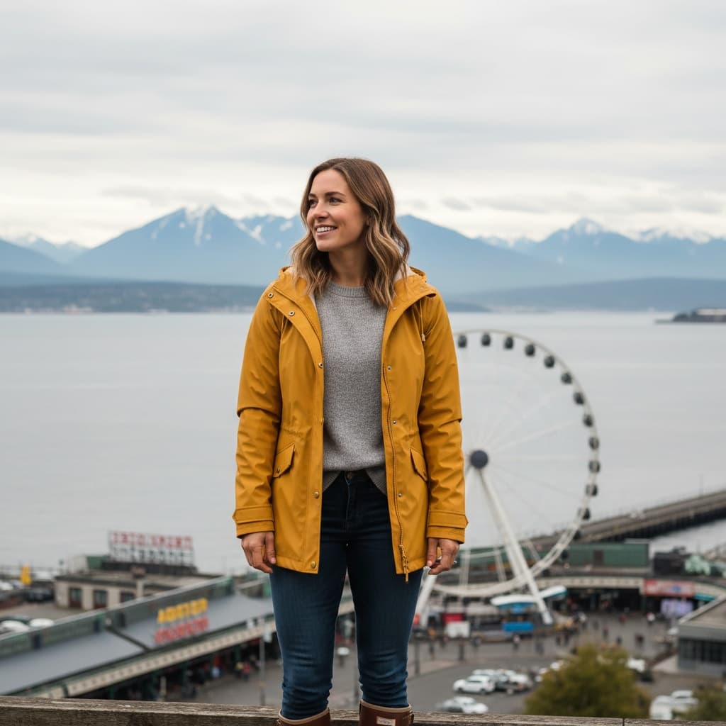 athletic white woman waterfront puget sound 81026432