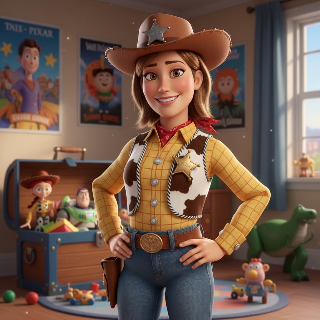 athletic white woman woody cowboy character 72533609