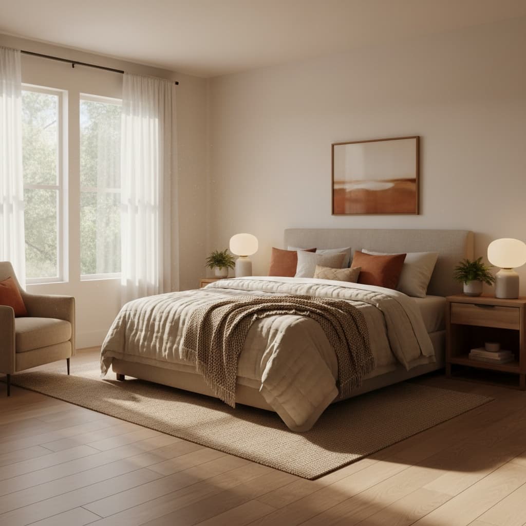 bedroom cozy natural light 30297656