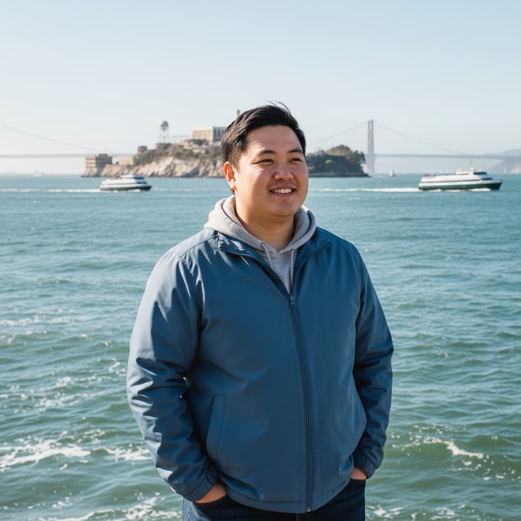 curve asian man alcatraz island view 54262329