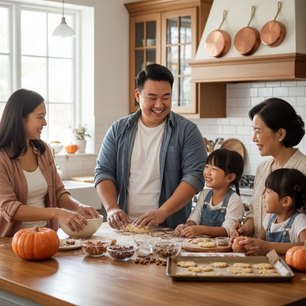 curve asian man baking together kitchen 20587893