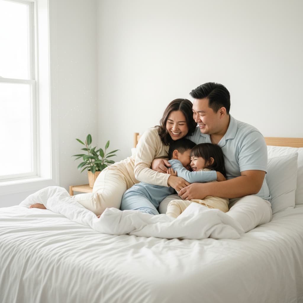 curve asian man bedroom morning routine 81122814