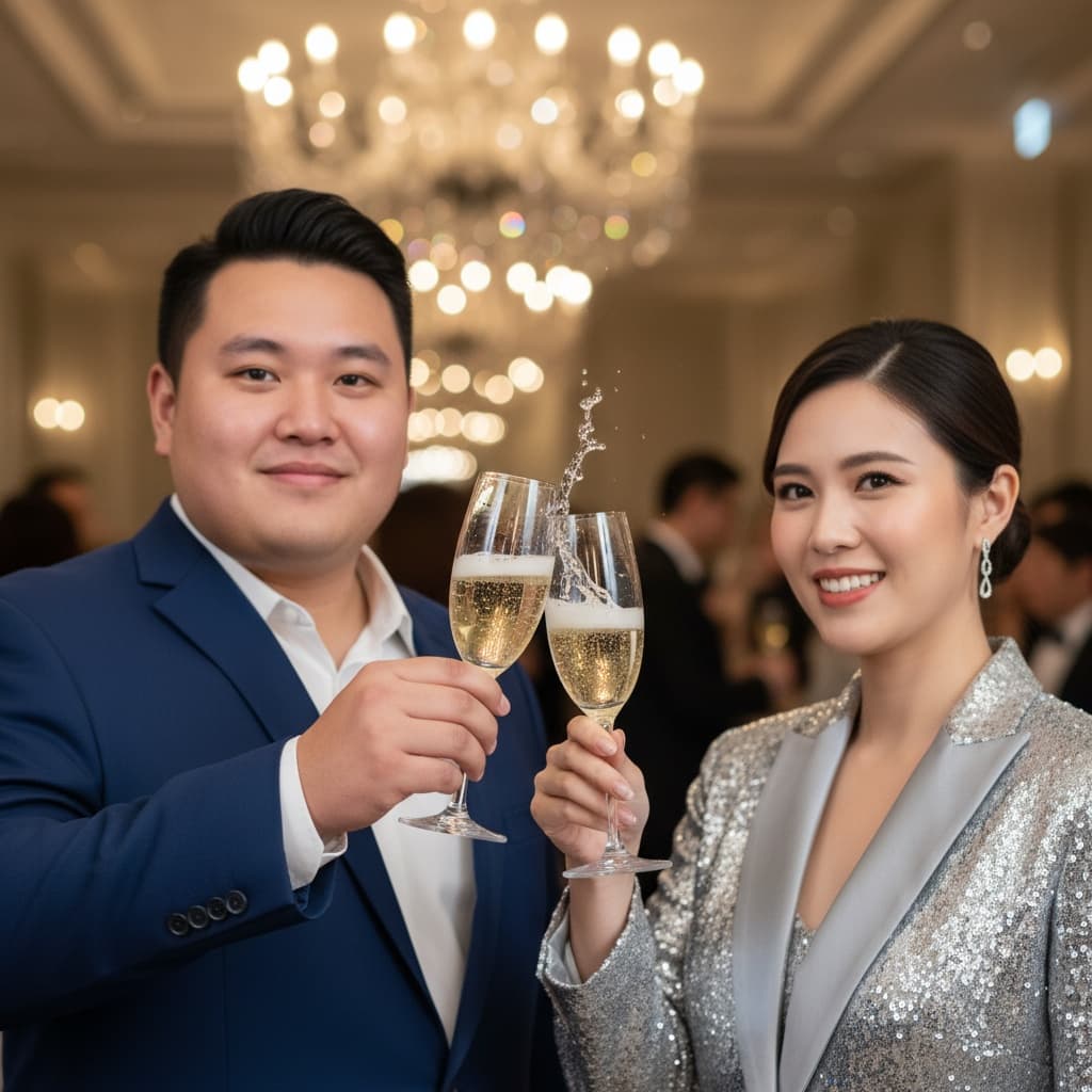 curve asian man champagne toast celebration 98241340