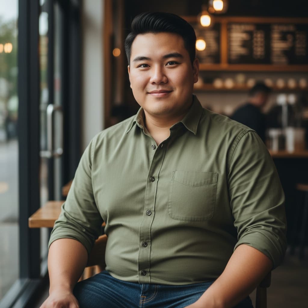 curve asian man coffee shop casual 10676259