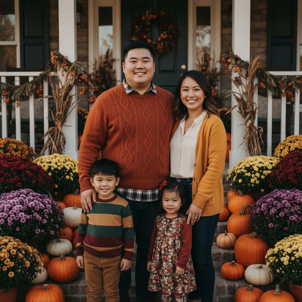 curve asian man front porch fall decor 14020916