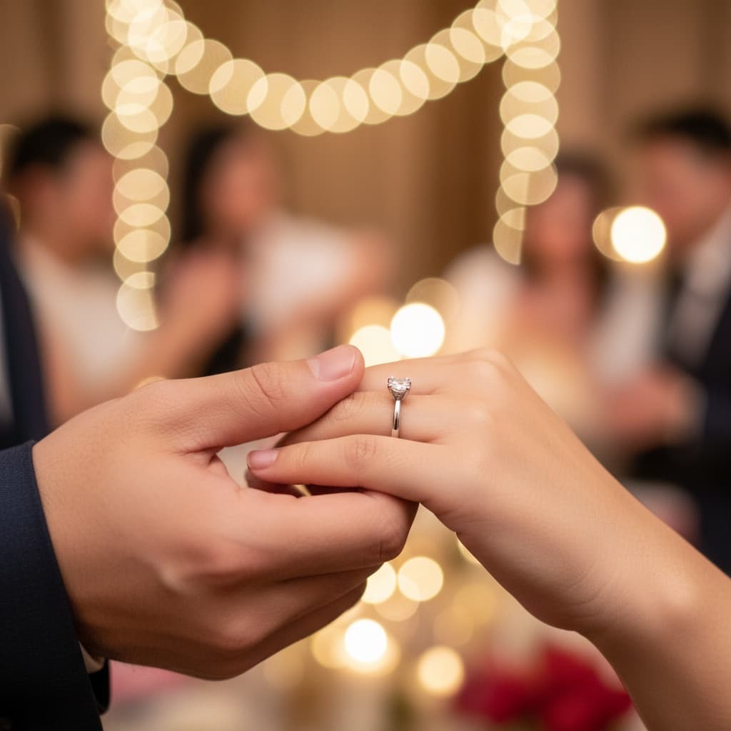 curve asian man holding hands ring focus 84182298