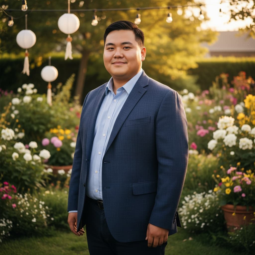 curve asian man outdoor garden party setting 53220901