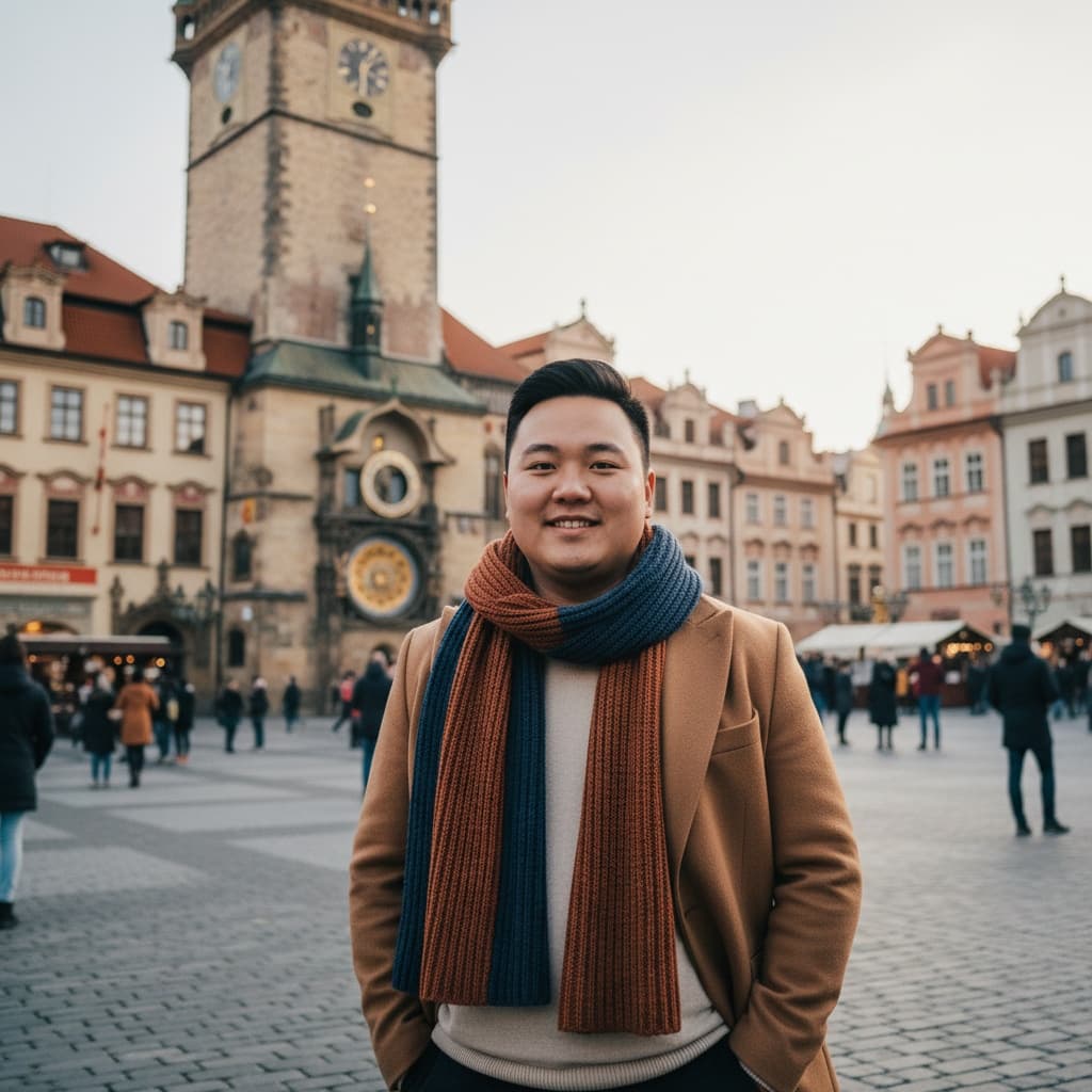 curve asian man prague old town square 85556681