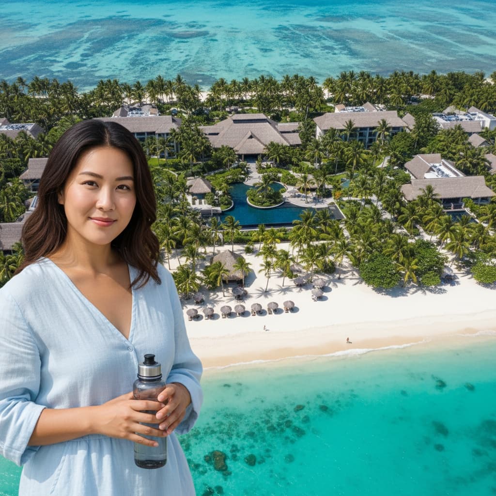 curve asian woman beachfront property aerial 67718985