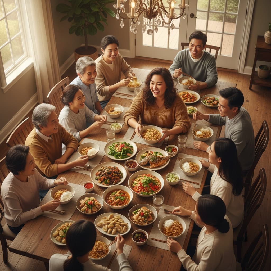 curve asian woman family dinner table 99510000