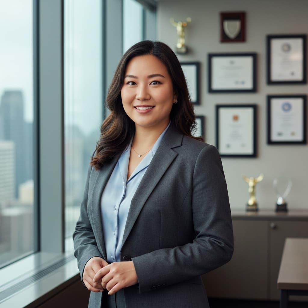 curve asian woman formal portrait office setting 26394940