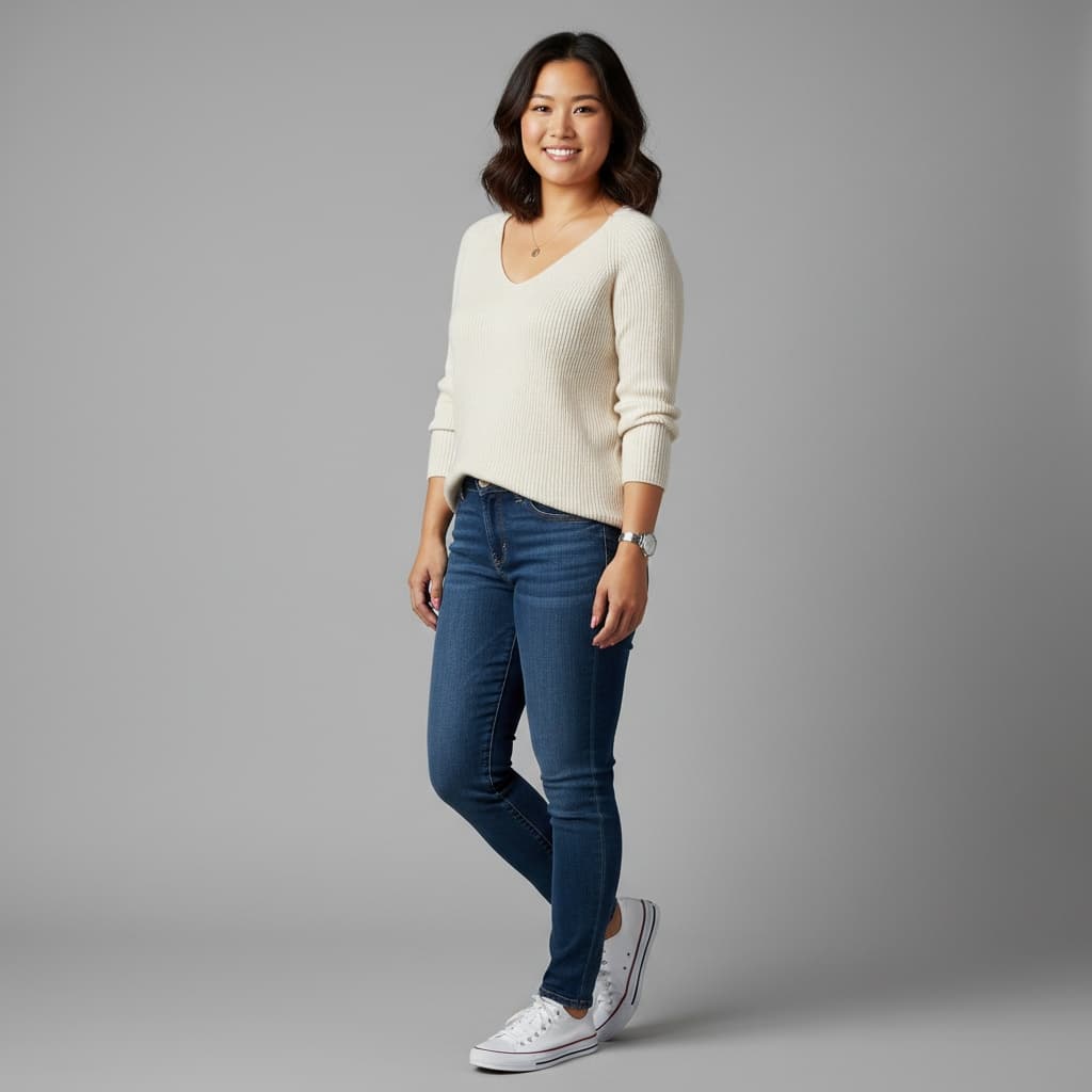 curve asian woman gray background three quarter 36390755