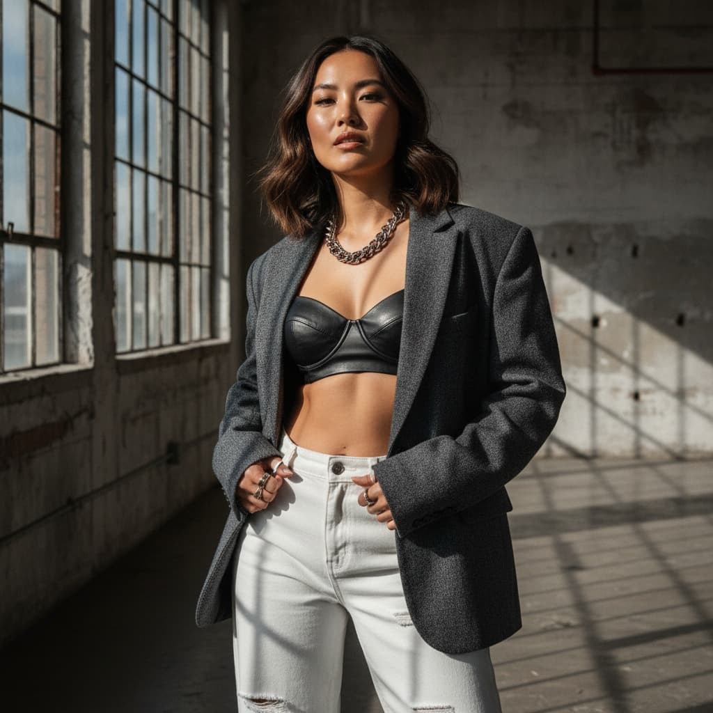 curve asian woman industrial warehouse edgy 89188889