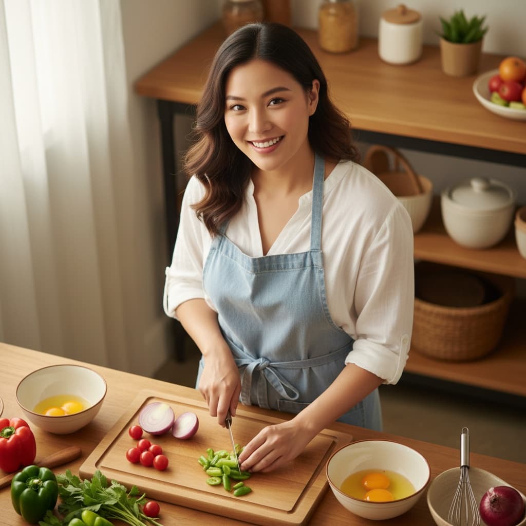 curve asian woman kitchen cooking prep 33116446