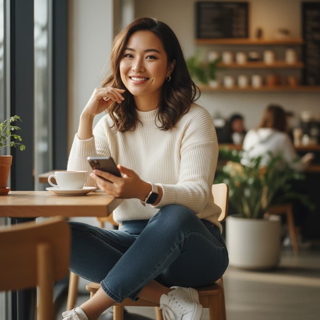 curve asian woman lifestyle coffee shop casual 47190714
