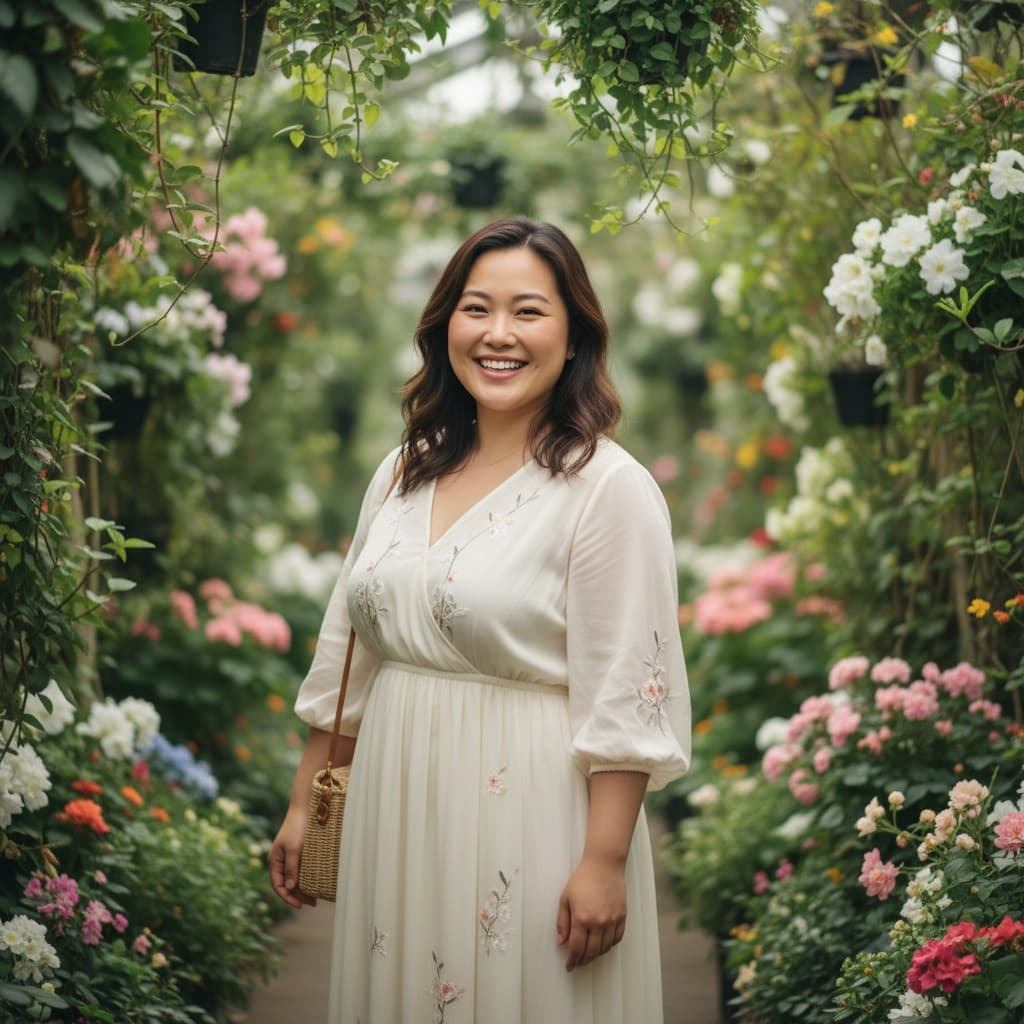 curve asian woman outdoor garden natural beauty 37563160