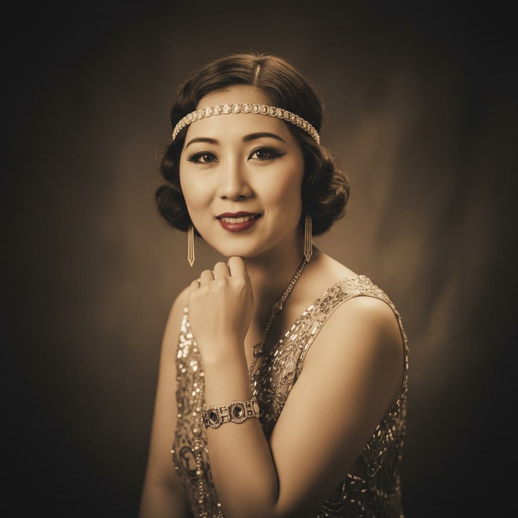 curve asian woman prohibition era portrait studio 37215915