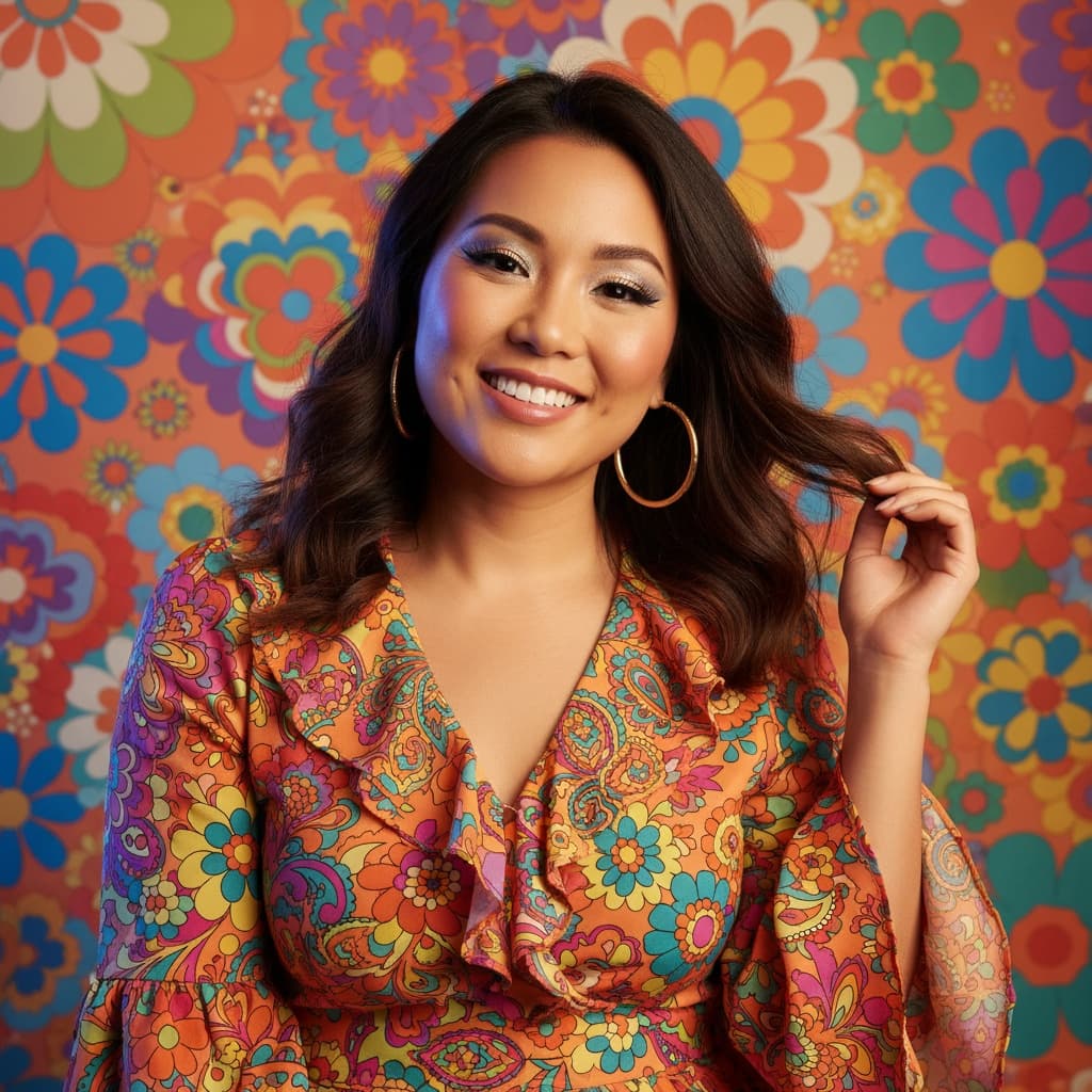curve asian woman psychedelic studio portrait 37084082