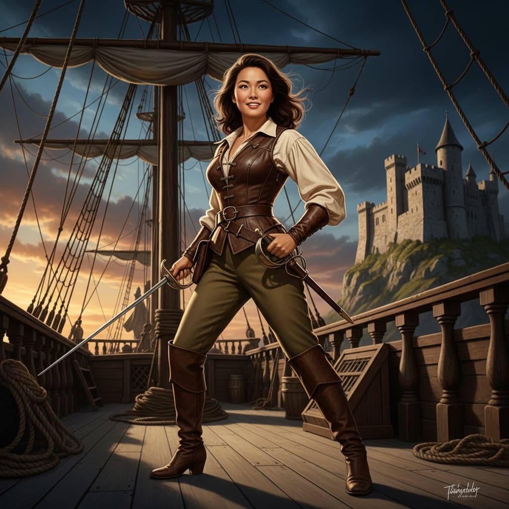 curve asian woman swashbuckling adventure 80139582