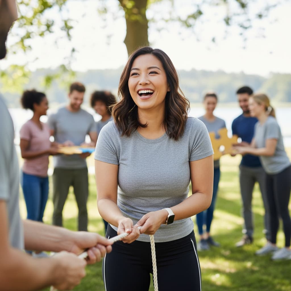 curve asian woman team building activity action 25954187