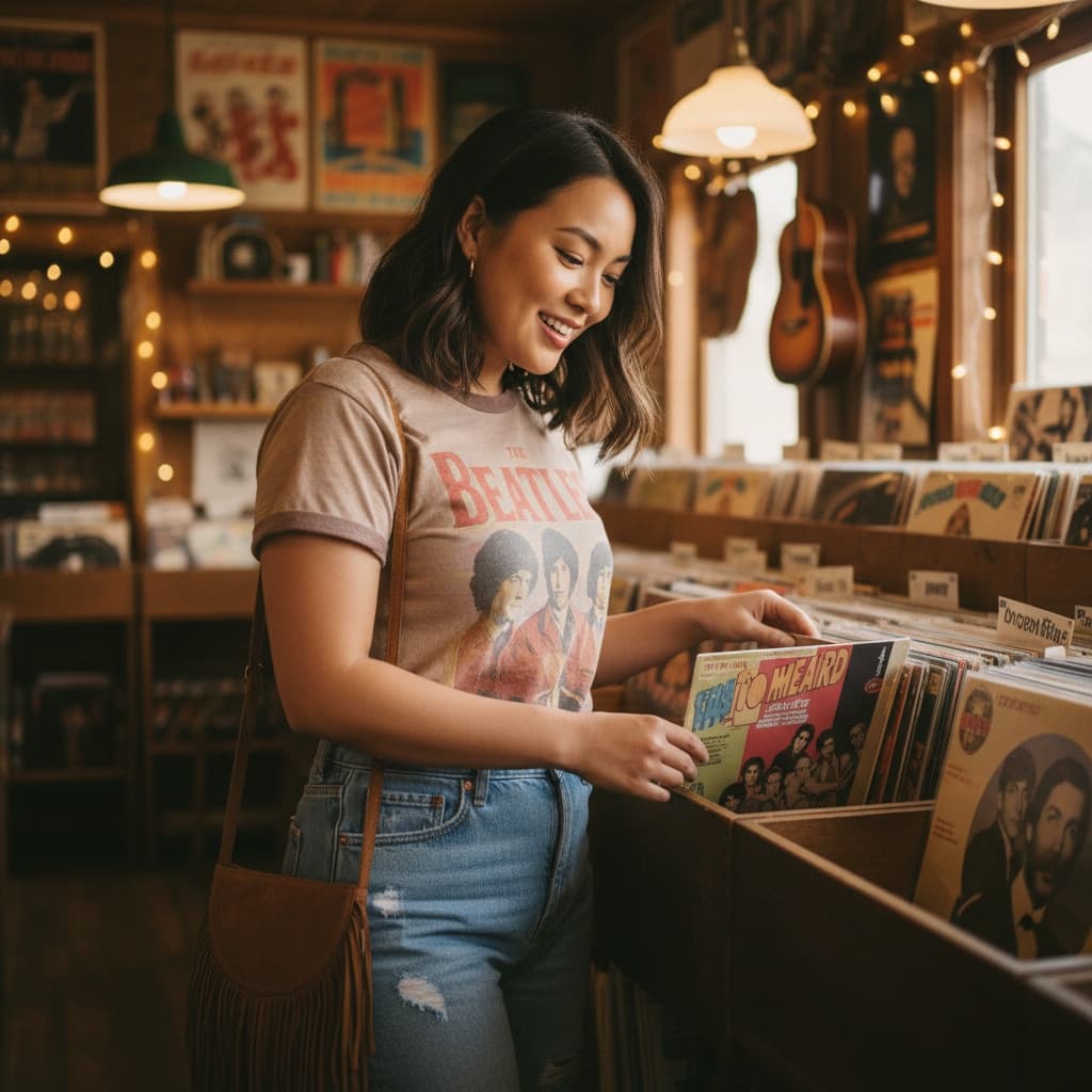curve asian woman vintage record store vibe 11709051