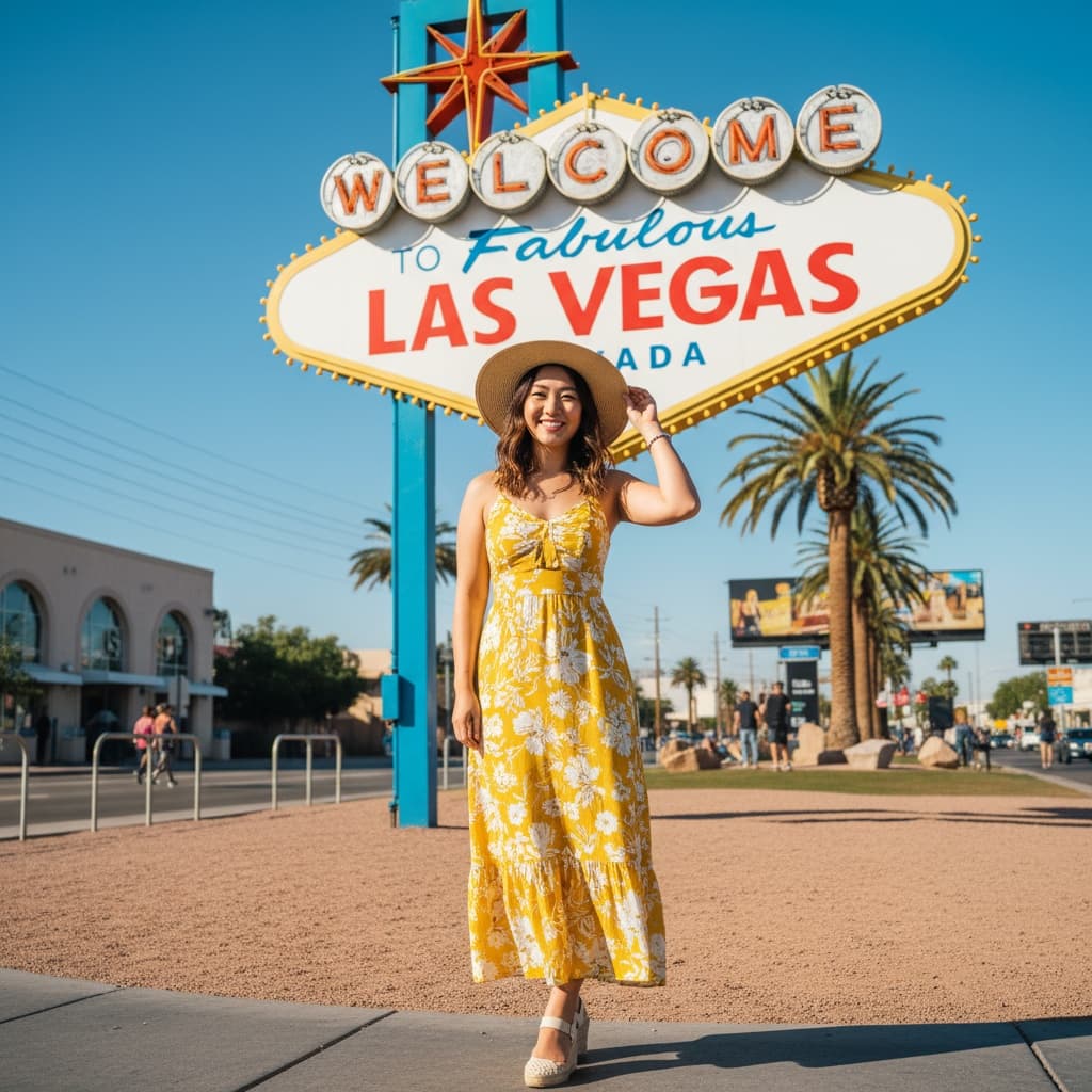 curve asian woman welcome sign daytime 47994921