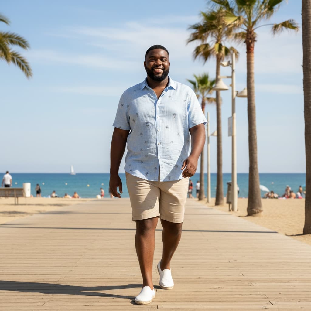 curve black man barcelona beach boardwalk 69593631