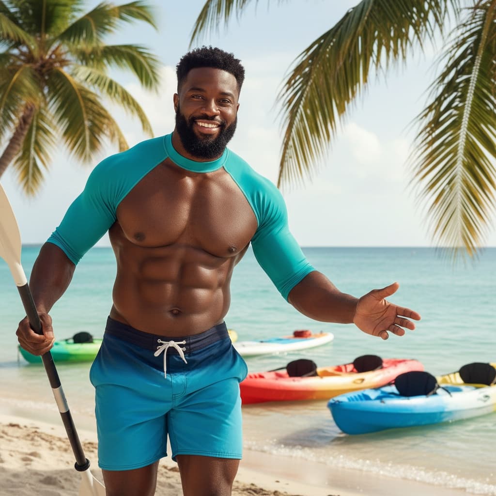curve black man beach water activities 69919193